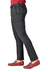 BARABAS men's checkered plaid charcoal red pants CP119 