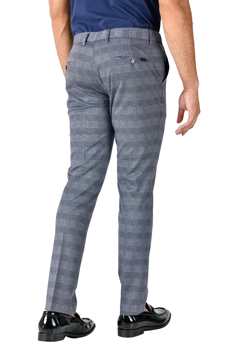 BARABAS men's checkered plaid grey chino dress pants CP132