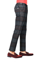 BARABAS men's checkered plaid brown grey chino pants CP137