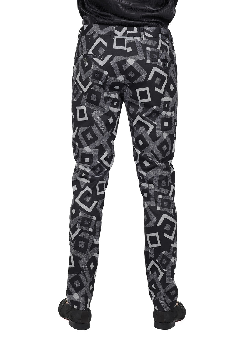 BARABAS men's cube prints checkered plaid navy black chino pants CP148