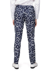 BARABAS men's cube prints checkered plaid navy black chino pants CP148