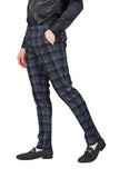 BARABAS men's checkered plaid navy black luxury chino pants CP154