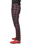 BARABAS men's luxury checkered plaid black red chino pants CP155