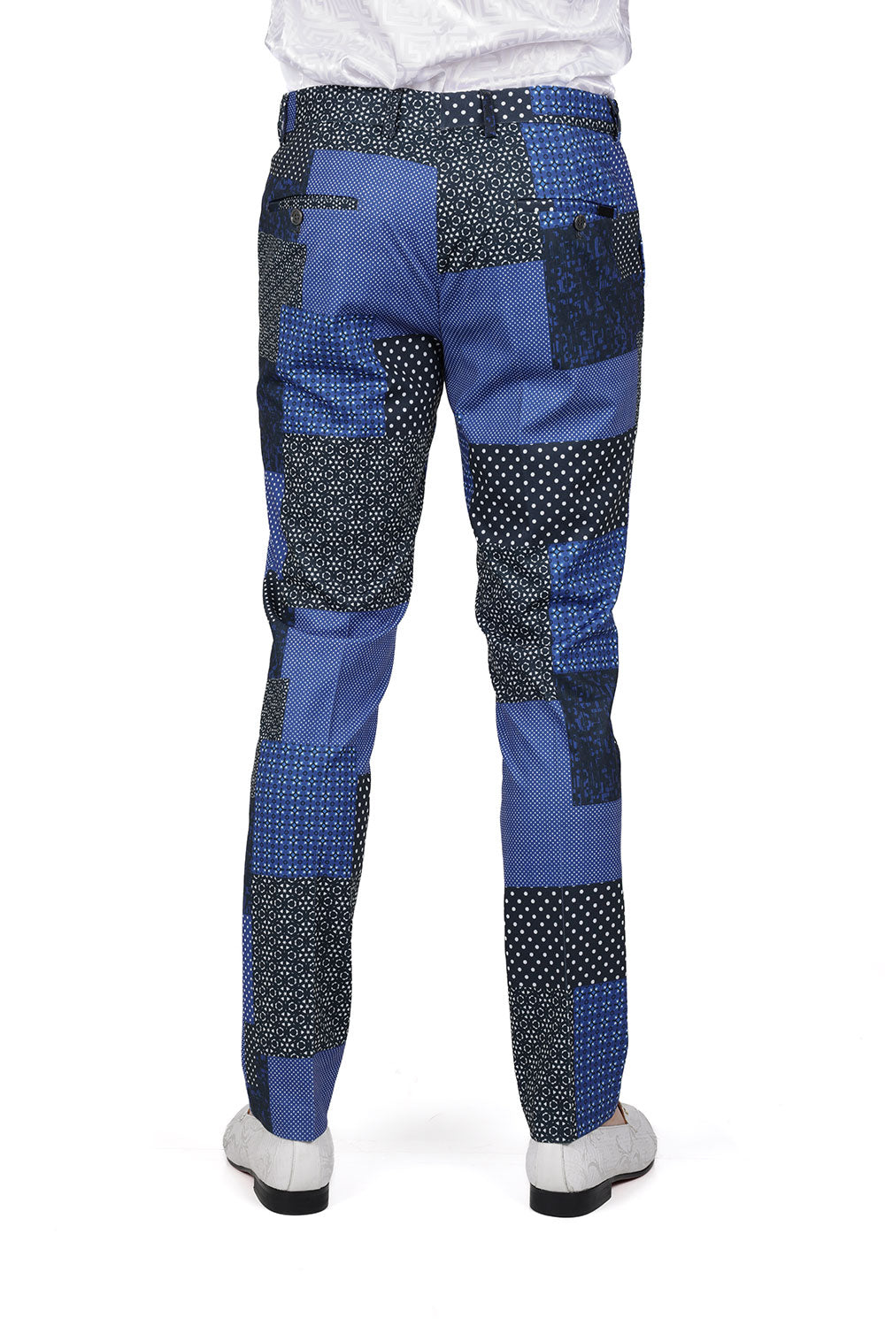 BARABAS men's checkered plaid blue checkers luxury chino pants CP163