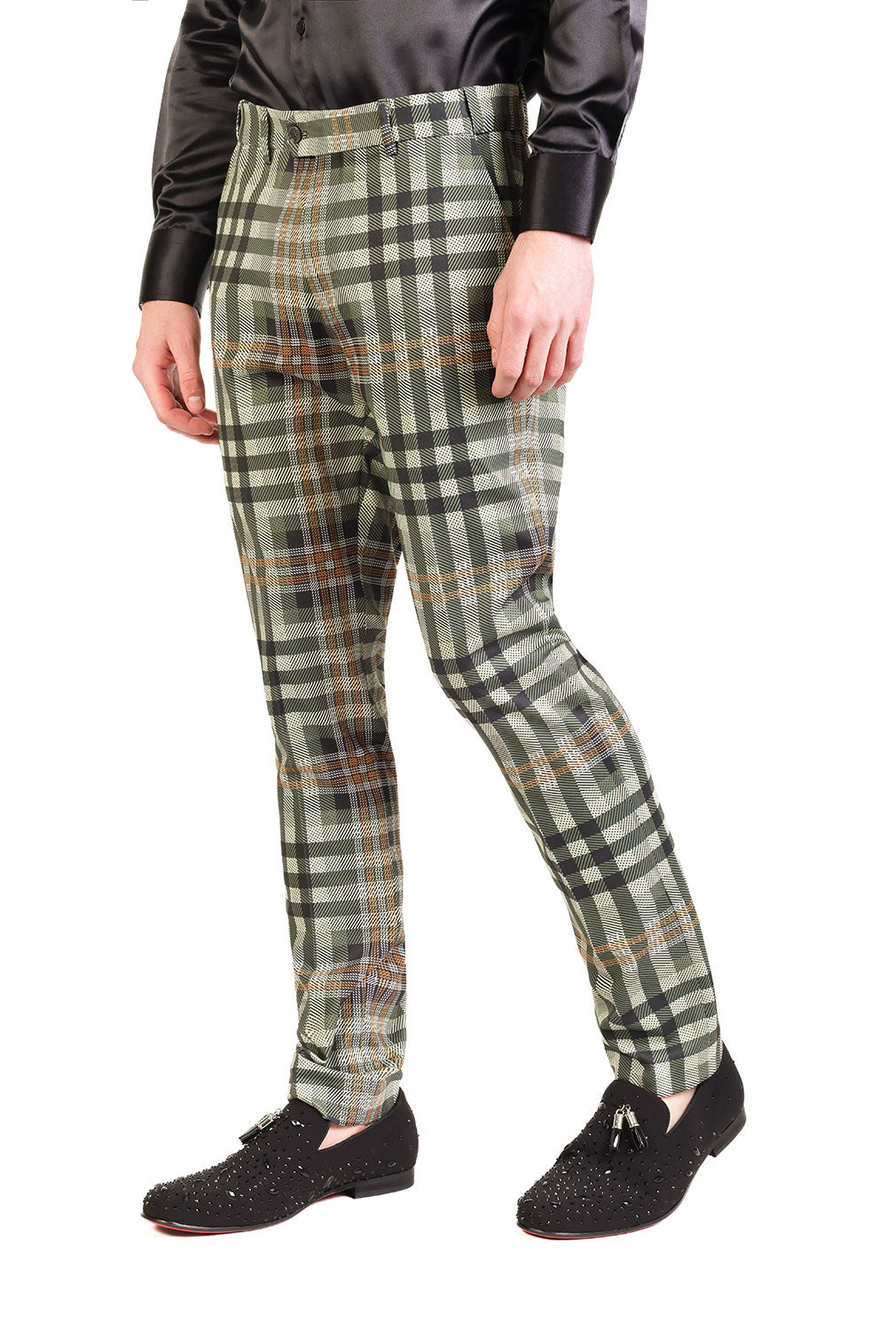 Barabas Men's Luxury Plaid Checkered Chino Dress Slim Pants CP201