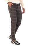 BARABAS men's checkered plaid brown cream chino pants CP86 