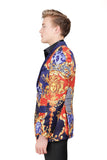 BARABAS Men's Greek Key Floral Baroque Blazer JSP201 Multi