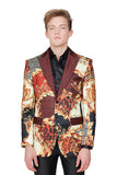 BARABAS Men's Greek Key Floral Baroque Blazer JSP201 Saddle