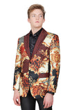 BARABAS Men's Baroque Greek Pattern Floral Baroque Blazer JSP201 Saddle