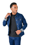 BARABAS Men's Greek Key Pattern Design Luxury Denim Jacket JV855