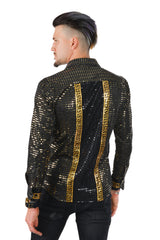 BARABAS Men's Two Tone Shiny Luxury Button Down Long Sleeve Shirt KP202