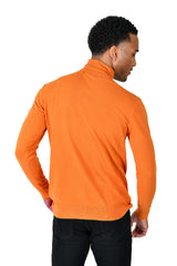 Men's Turtleneck Ribbed Solid Color Basic Sweater LS2100 Burnt Orange