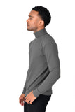 Men's Turtleneck Ribbed Solid Color Basic Sweater LS2100 Charcoal