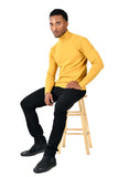 Men's Turtleneck Ribbed Solid Color Basic Sweater LS2100 Yellow