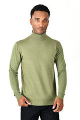 Men's Turtleneck Ribbed Solid Color Basic Sweater LS2100