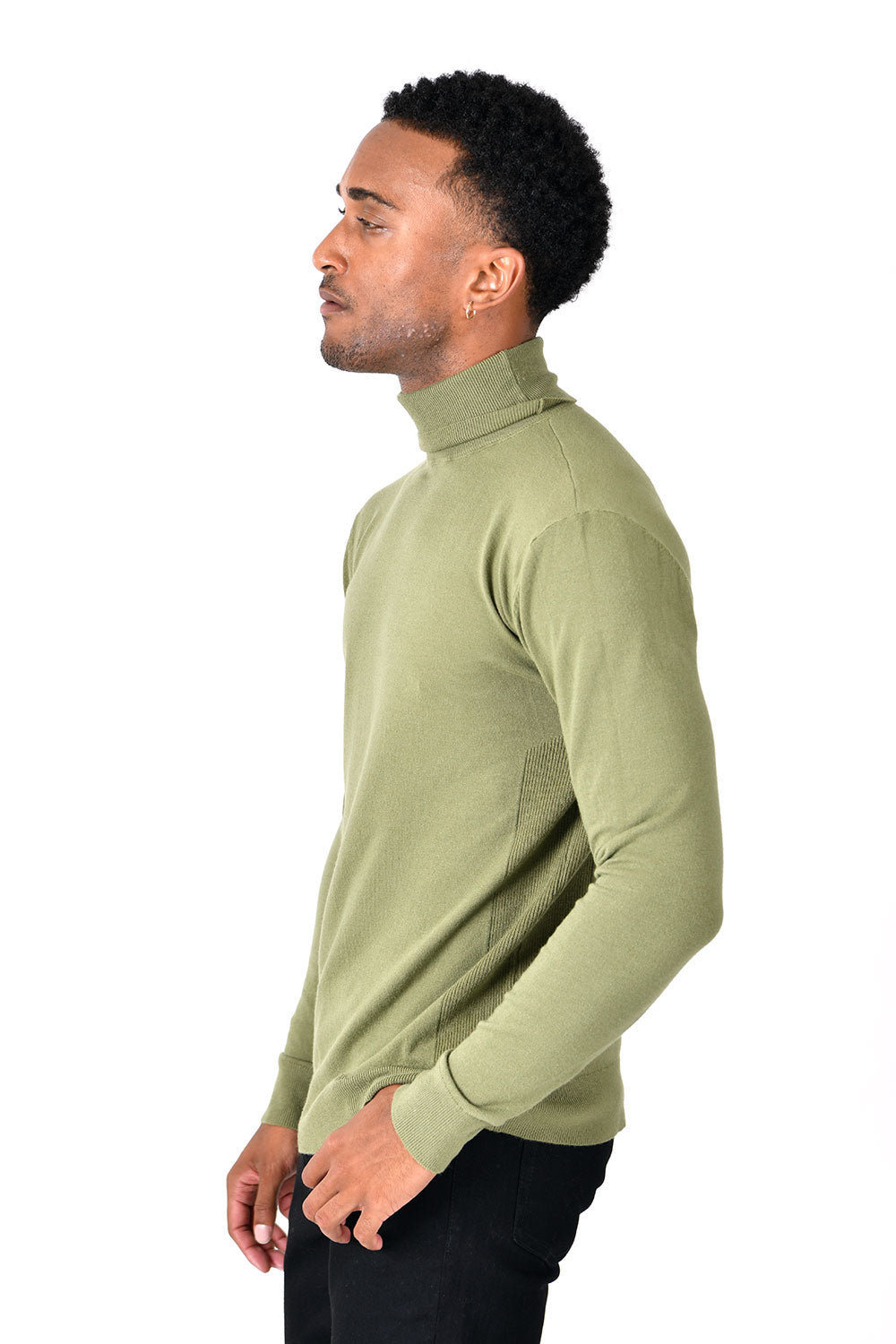 Men's Turtleneck Ribbed Solid Color Basic Sweater LS2100