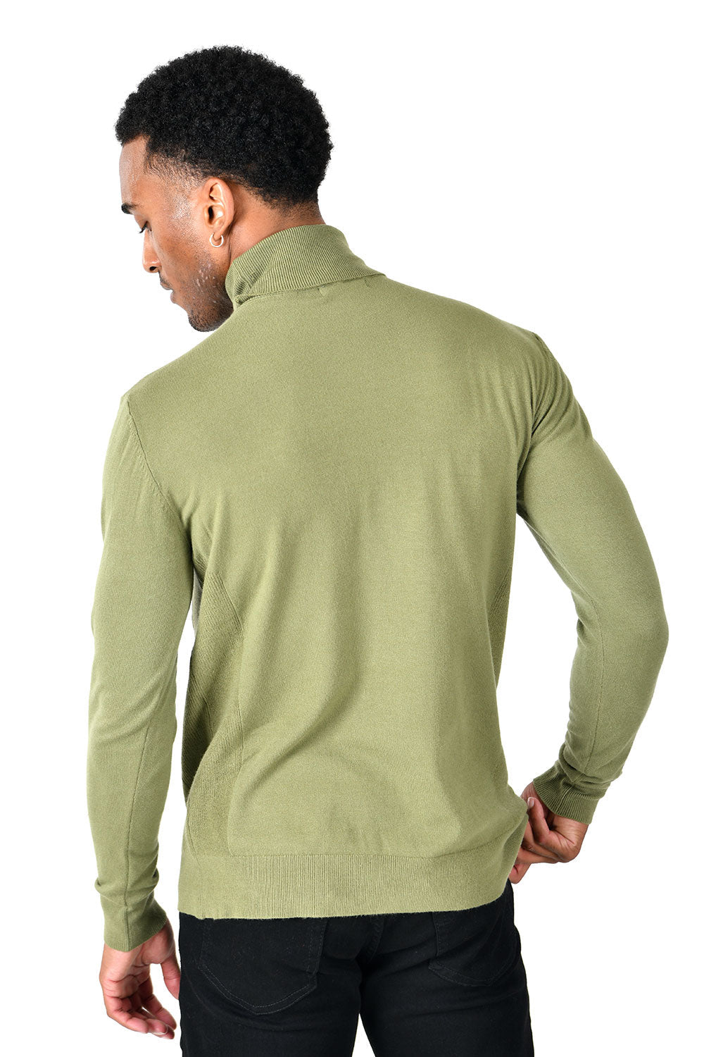 Men's Turtleneck Ribbed Solid Color Basic Sweater LS2100