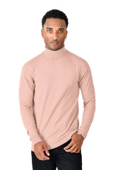 Men's Turtleneck Ribbed Solid Color Basic Sweater LS2100 Stone Peach