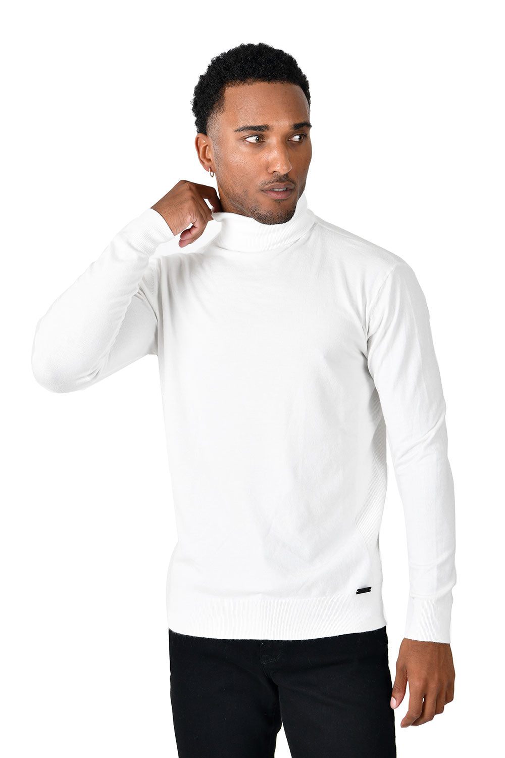 Men's Turtleneck Ribbed Solid Color Basic Sweater LS2100