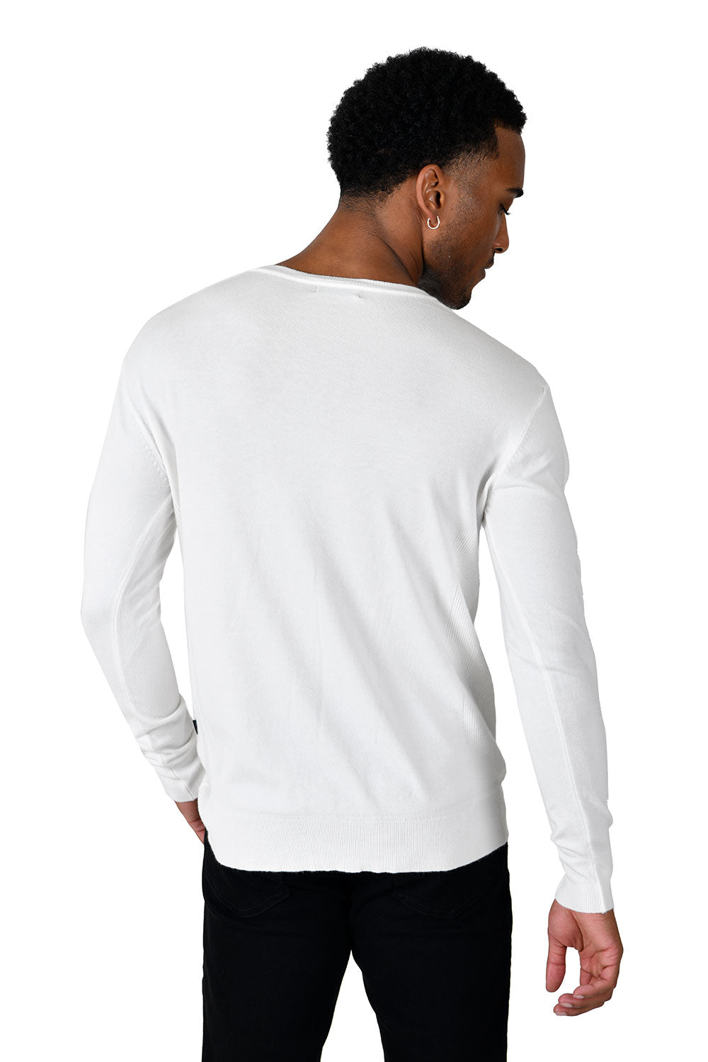 Barabas Men's Crew Neck Ribbed Solid Color Basic Sweater LS2101
