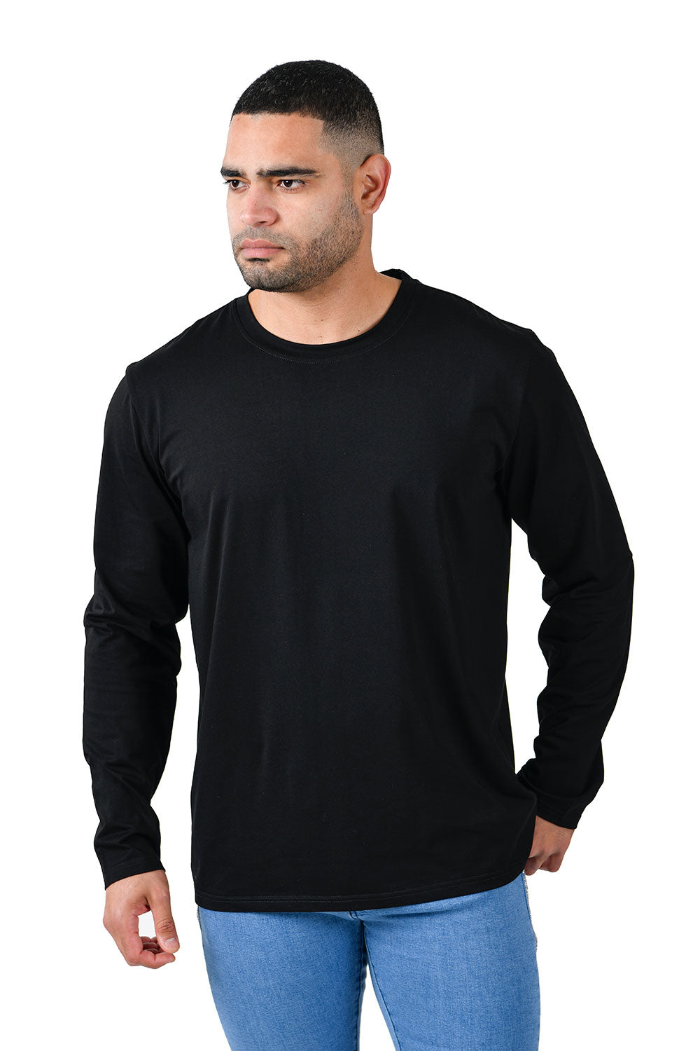 Barabas Wholesale Men's Solid Color Crew Neck Sweatshirts LV127 Black