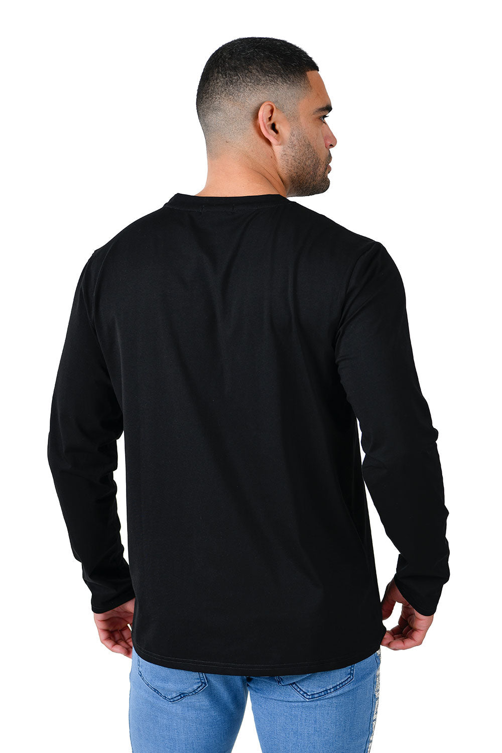 Barabas Wholesale Men's Solid Color Crew Neck Sweatshirts LV127 Black