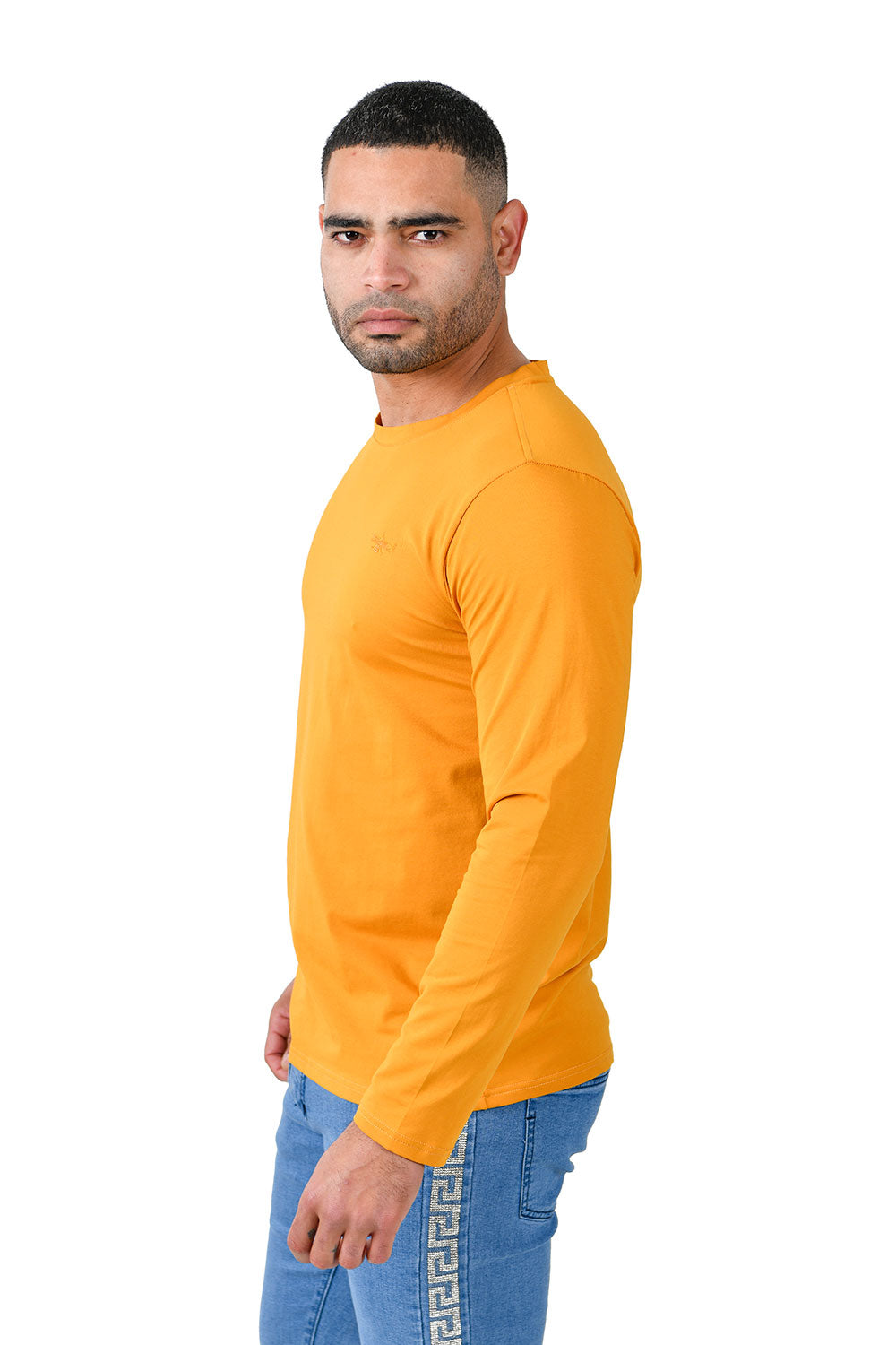 Barabas Wholesale Men's Solid Color Crew Neck Sweatshirts LV127 light mustard