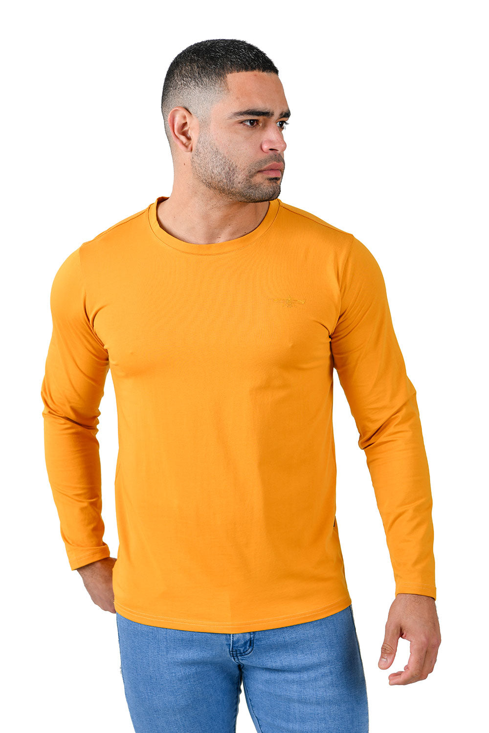 Barabas Wholesale Men's Solid Color Crew Neck Sweatshirts LV127 light mustard