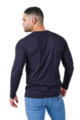 Barabas Wholesale Men's Solid Color Crew Neck Sweatshirts LV127 Navy