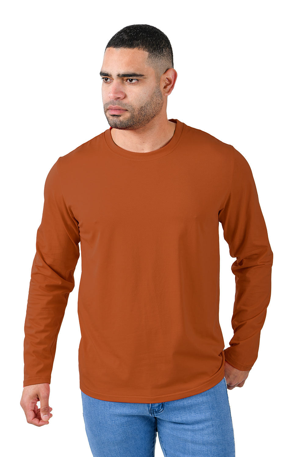 Barabas Wholesale Men's Solid Color Crew Neck Sweatshirts LV127 rust