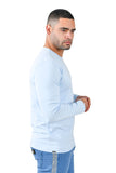 Barabas Wholesale Men's Solid Color Crew Neck Sweatshirts LV127 Sky Blue 