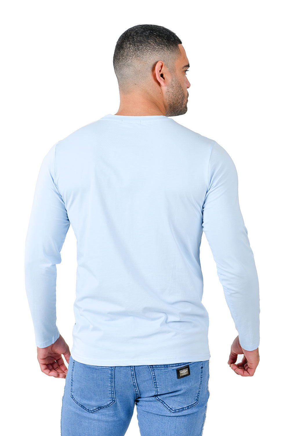 Barabas Wholesale Men's Solid Color Crew Neck Sweatshirts LV127 Sky Blue 