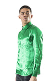 BARABAS Men shinny solid color button down dress Shirts B302 Green