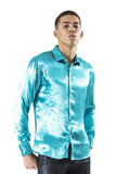 Barabas Wholesale Men's Shinny Button Down Long Sleeves Shirts B302 Turquoise