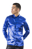 Barabas Wholesale Men's Shinny Button Down Long Sleeves Shirts B302 Royal