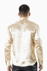 BARABAS Men shinny solid color button down dress Shirts B302 Blonde