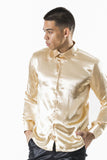 Barabas Wholesale Men's Shinny Button Down Long Sleeves Shirts B302 Gold