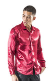 BARABAS Men shinny solid color button down dress Shirts B302 Wine