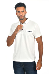 BARABAS Men's solid color Polo shirts with pocket White colors PP817