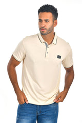 BARABAS Men Cream Nude color 365 logo Polo shirts PP821-1