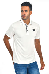 BARABAS Men White color 365 logo Polo shirts PP821-1