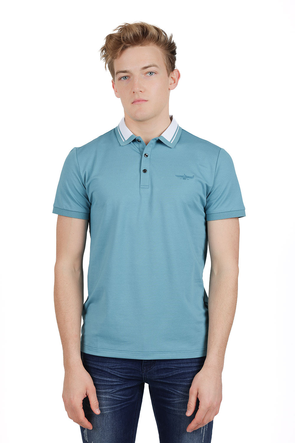 Barabas Men's Solid Color Luxury Short Sleeves Polo Shirts PP824