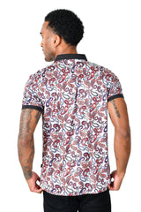 men's printed classic paisley design pattern short-sleeve polo shirt back
