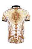 Barabas Men's Rhinestone Medusa Greek Baroque Polo Shirts PSP2006