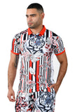 Barabas men's printed tiger floral, striped polo shirt PSP2012