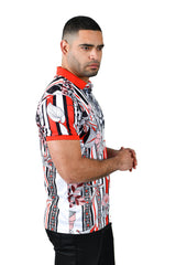 Barabas men's printed tiger floral, striped polo shirt PSP2012