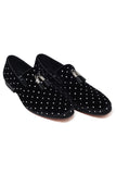Barabas Men's Rhinestone Velvet Tassel Loafer Dress Shoes SH3020 Black Silver