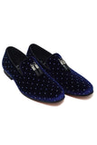 Barabas Men's Rhinestone Velvet Tassel Loafer Dress Shoes SH3020 Royal Blue