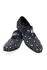 BARABAS Men's Rhinestone Diamond Tassel Loafer Dress Shoes SH3080