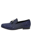 Barabas Men's Sequin Design Tassel Slip On Loafer Shoes 2SHR8